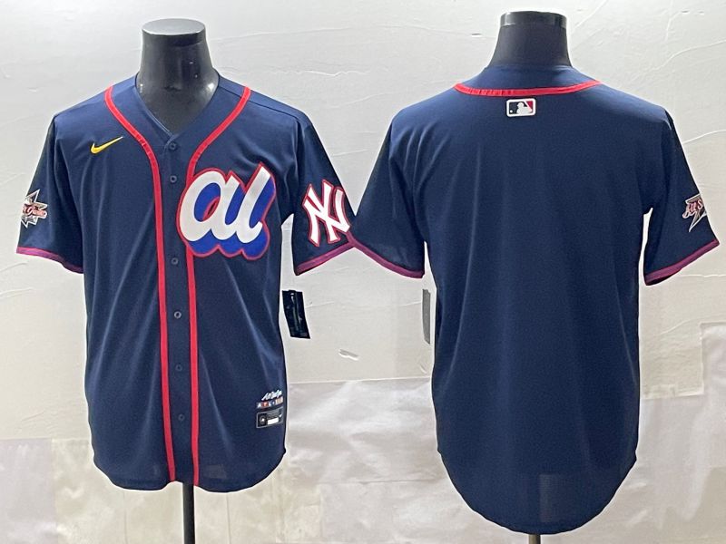 Men 2025 New York Yankees Blank Drak Blue All star Blank Blue Nike MLB Jersey style 1